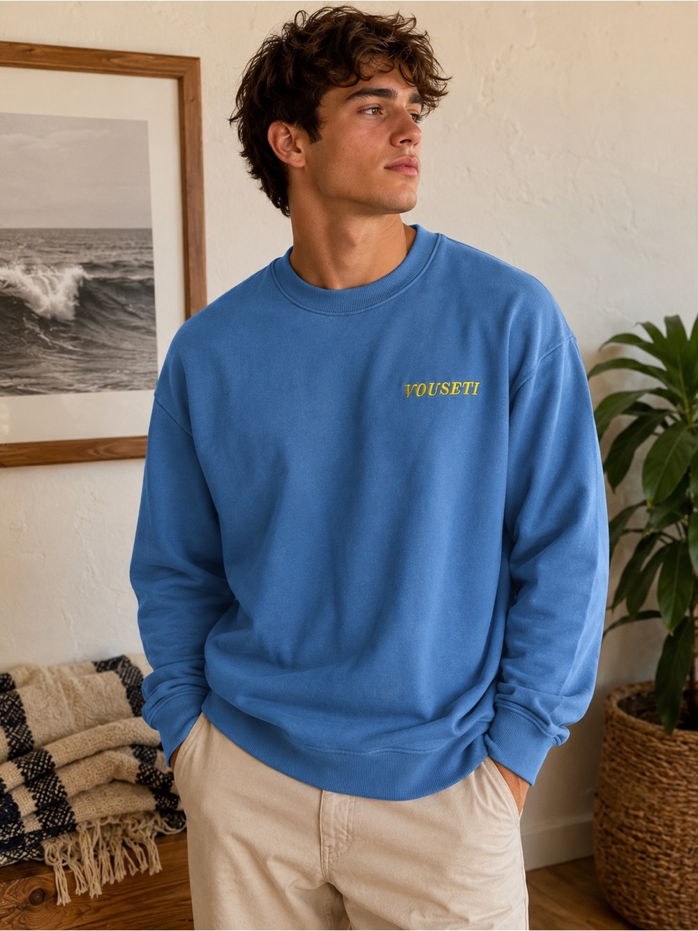 Vouseti Blue Crewneck Sweatshirt Sz Medium Men or  a Large in Women’s